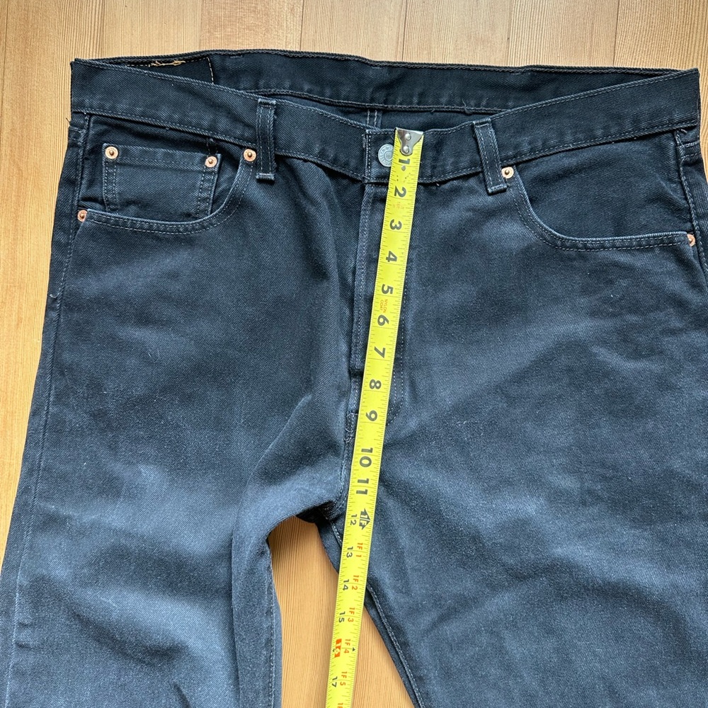 Levi’s 501 Button Fly Jeans Men’s 38x32 Straight Leg Black Made In Mexico - Picture 8 of 12